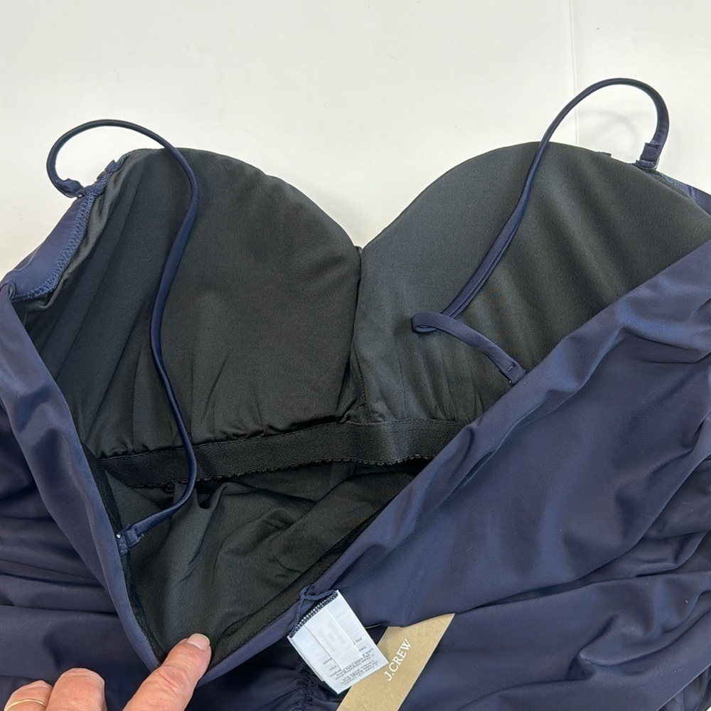 J. Crew Ruched Sweetheart One Piece Swimsuit Women's Plus 22 Navy Blue New BF176 - Picture 7 of 14